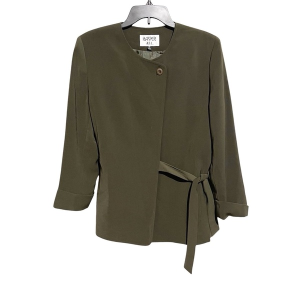 Kasper Women's Green Wrap around Belted Jacket Blazer 10 - Picture 1 of 9